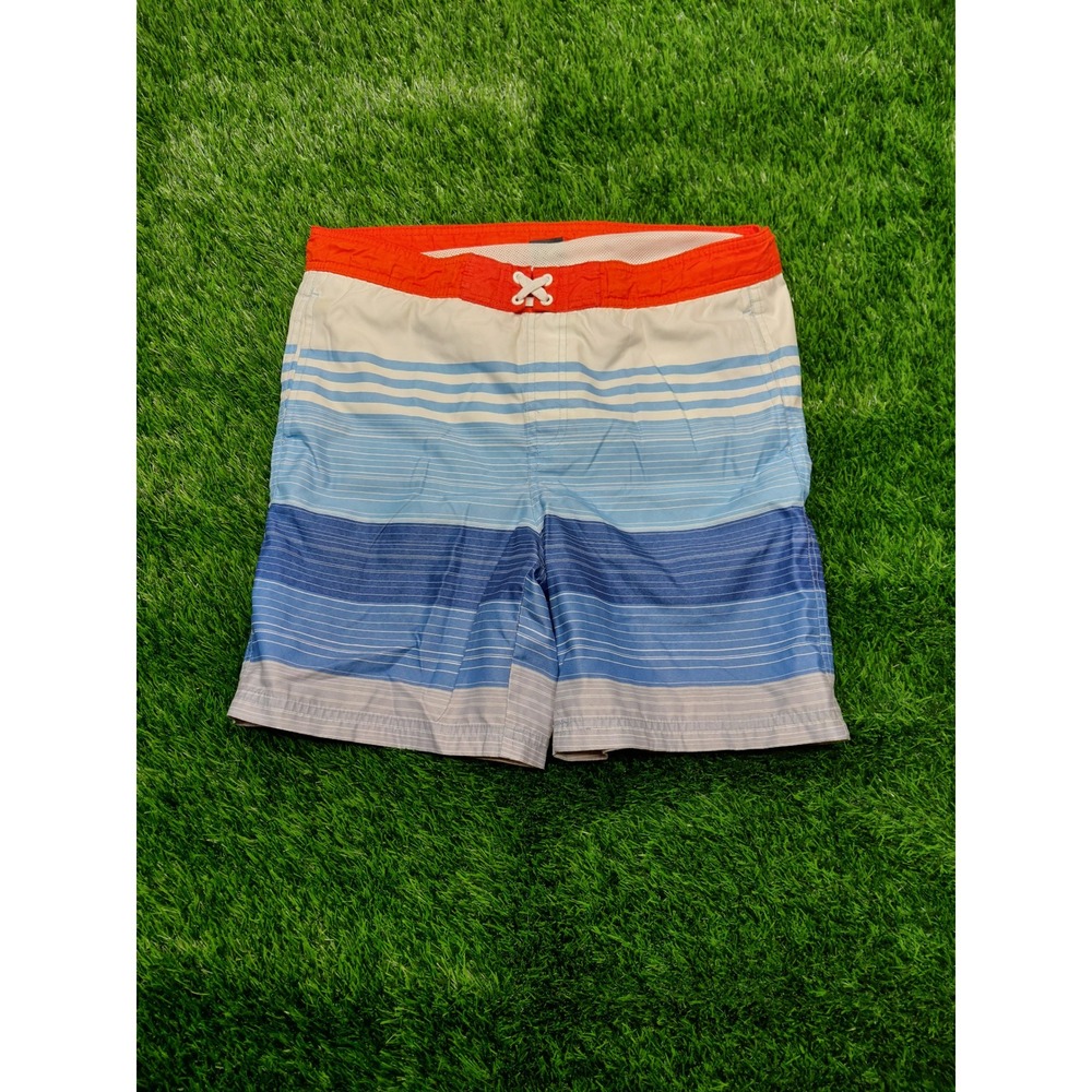 Revolution Swim Trunks XL 16/18 Blue Orange Striped Boys Polyester Excellent